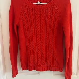 JCrew 100% Cotton Women's Red Cable Knit Sweater